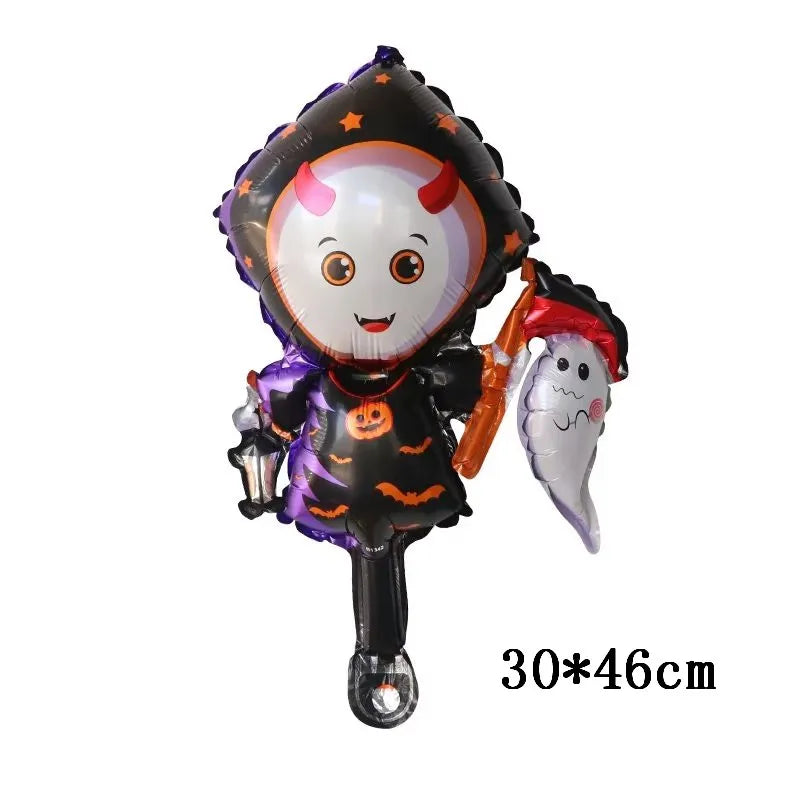 50Pcs Mini Halloween Foil Balloons Ghost Pumpkin Bat Skull Kids Party Decorations