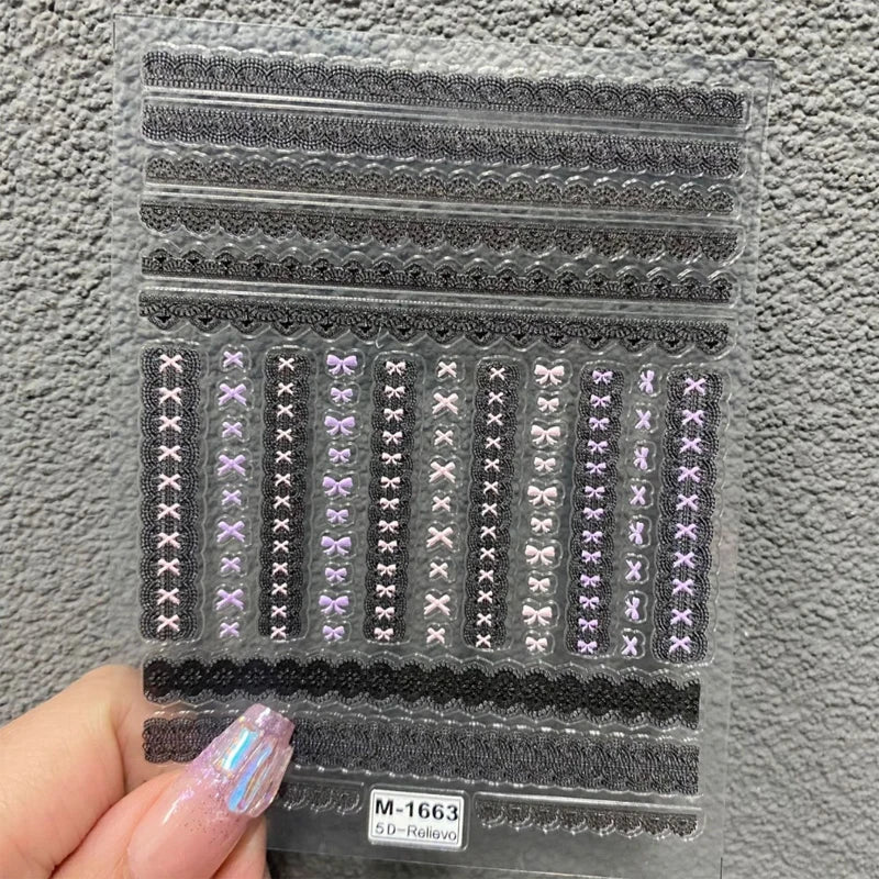 Self-Adhesive Lace Heart Nail Stickers for Manicure DIY Nail Art