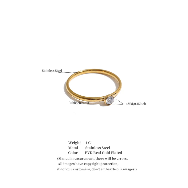 Delicate Stainless Steel CZ Ring Set with Zirconia Layered Design - Multiple Colors
