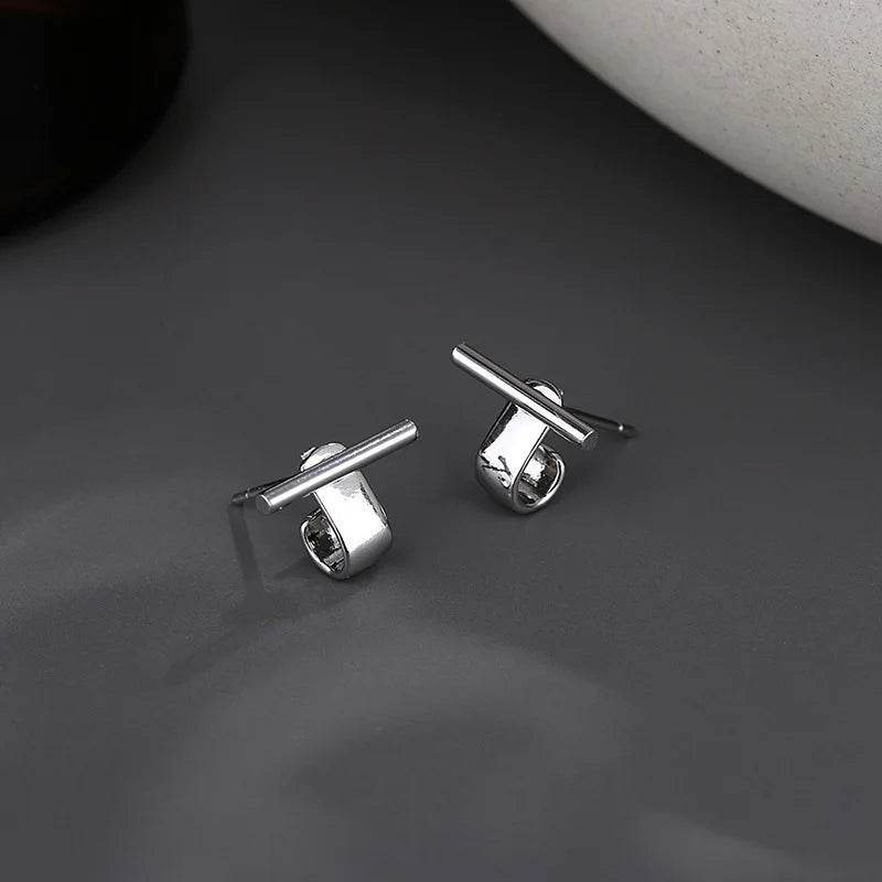 Sterling Silver Geometric Stud Earrings for Women - Versatile Jewelry Gift
