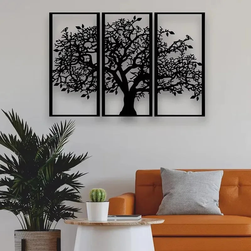 Iron Wall Art Tree of Life Sculpture - Waterproof Metal Wall Decor for Home & Garden