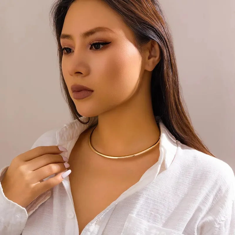 Fashionable 4mm Stainless Steel Collar Necklace Gold Silver Metal Chain Jewelry