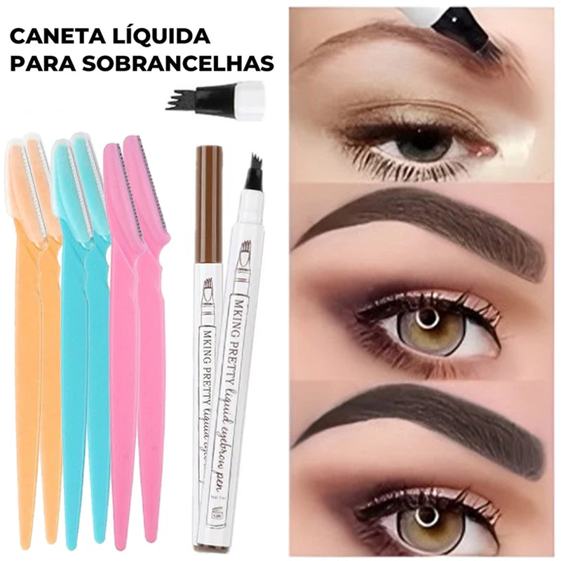 Professional Eyebrow Kit with Precision Pencil and Shaping Razor - Multiple Colors