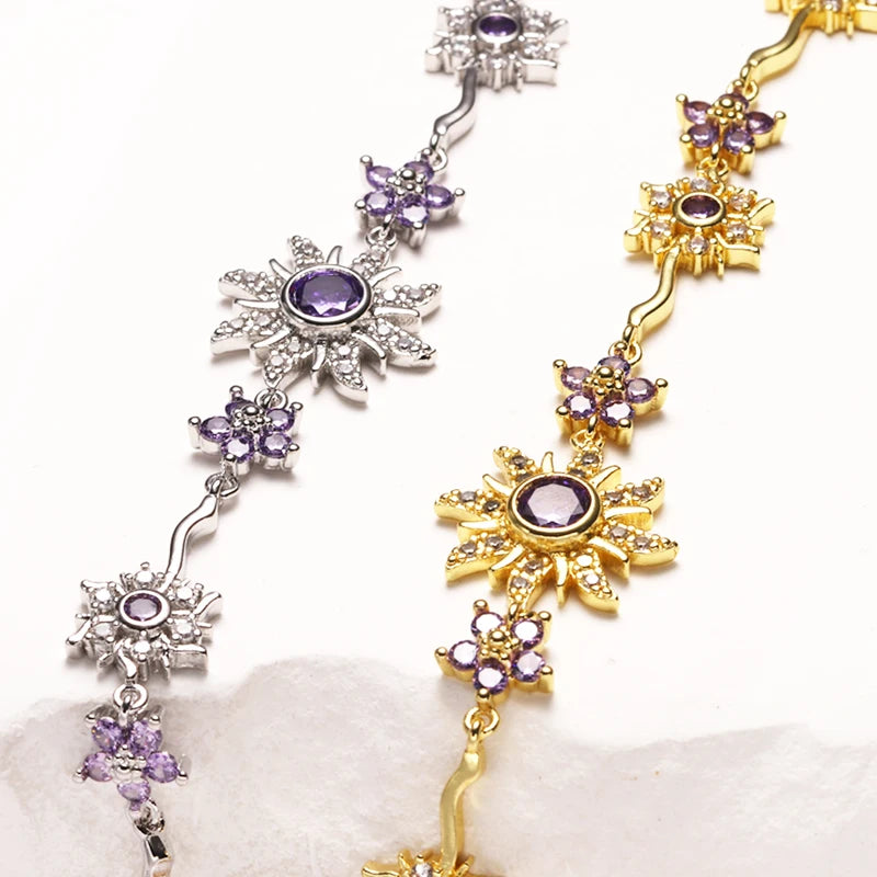 Sunflower Jewelry Bracelet with Zirconia - Holiday Gift for Travel & Outings