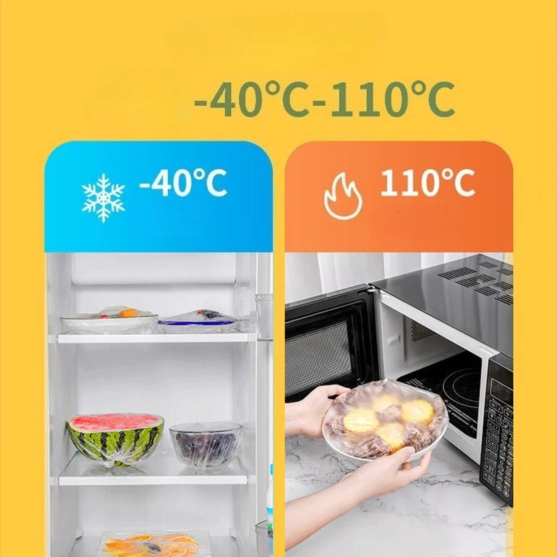 100Pcs Colorful Food Cover Lids Set Elastic Wraps for Bowl & Food Storage
