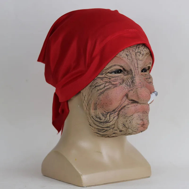 Funny Granny Latex Halloween Mask Old Nana Wrinkled Face Costume Prop