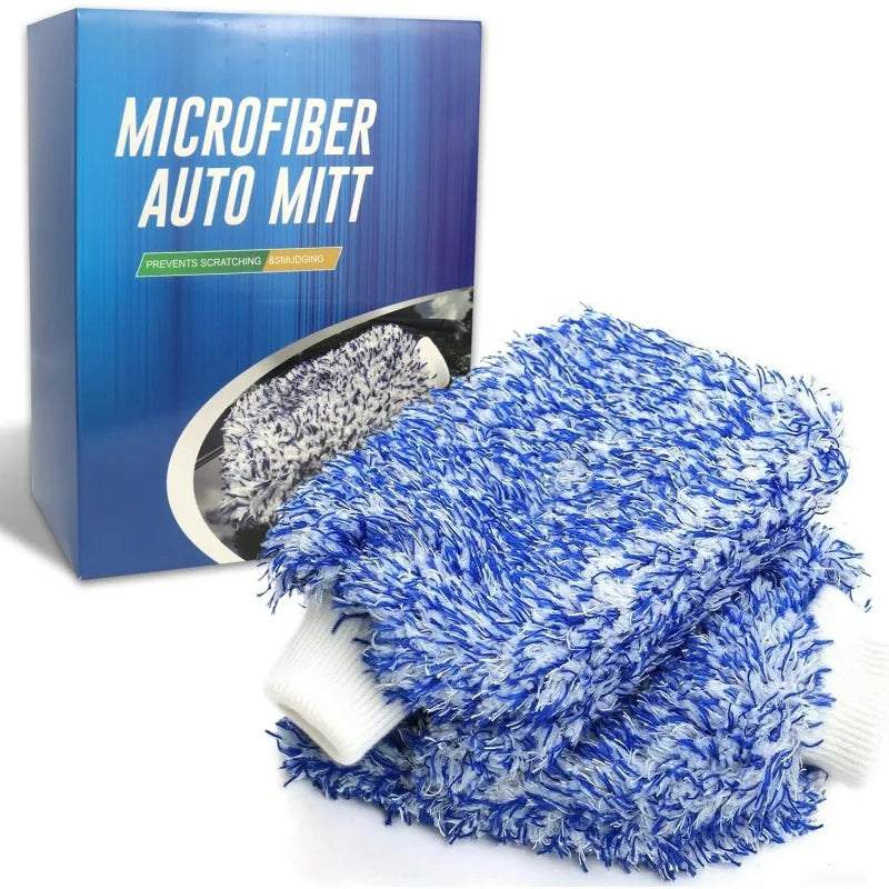 Car Wash Mitt Sponge with Soft Plush Fiber for Scratch-Free Vehicle Cleaning