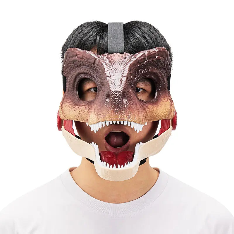 Movable Jaw Dinosaur Mask for Halloween & Cosplay - Realistic Face Cover Prop