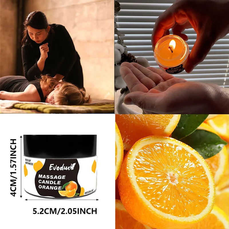 Massage Oil Candle with Sweet Orange Soy Wax for Relaxation and Deep Skin Moisturizing