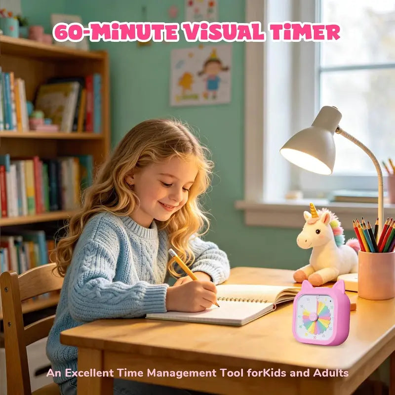Kids Visual Timer 60-Minute Countdown Clock Silent Toddler Study Clock Rainbow Disk