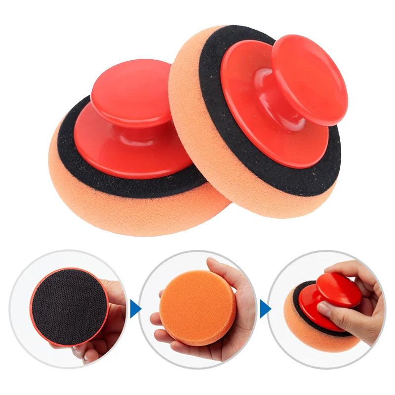 Car Waxing Sponge with Handle and Polishing Pads - Detailing Buffing Kit