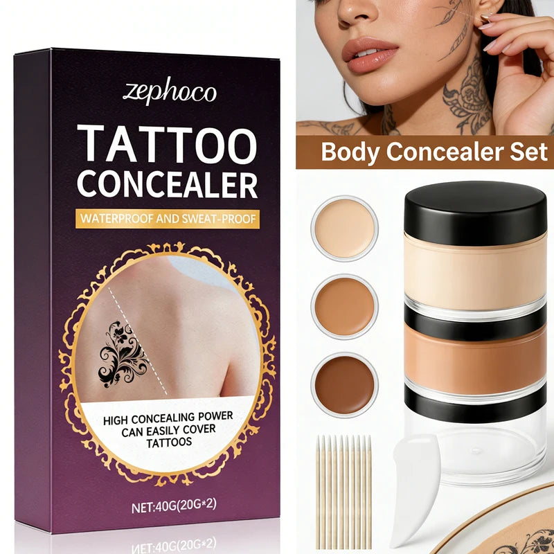 High Coverage Body Concealer Set for Tattoos Scars & Blemishes Waterproof & Long Lasting