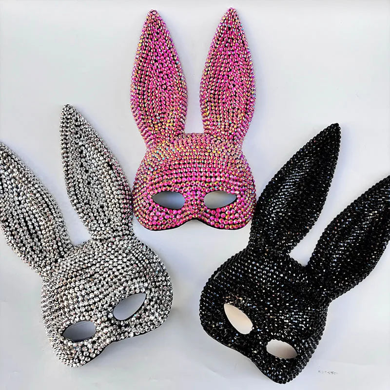 Halloween Sequin Rabbit Mask Costume Party Masquerade Animal Prop