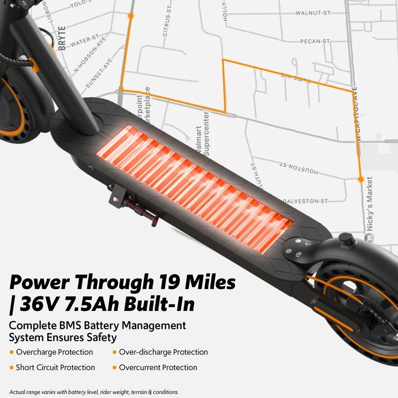 Electric Scooter for Adults 550W Peak Motor 19-Mile Range Foldable App Control