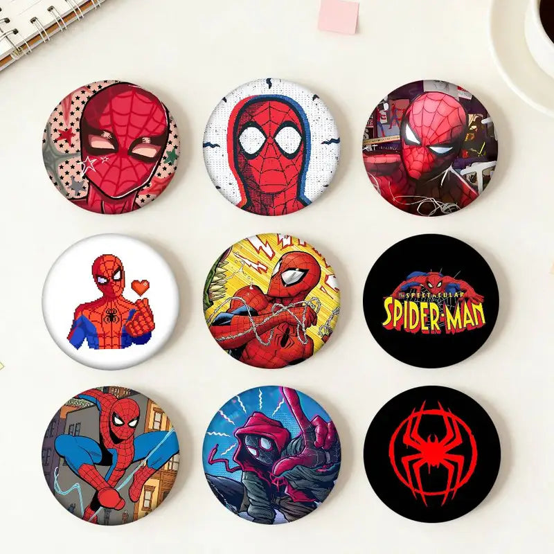 Round Badge Brooch for Clothing Backpack Accessories - Spider Man Cartoon Design
