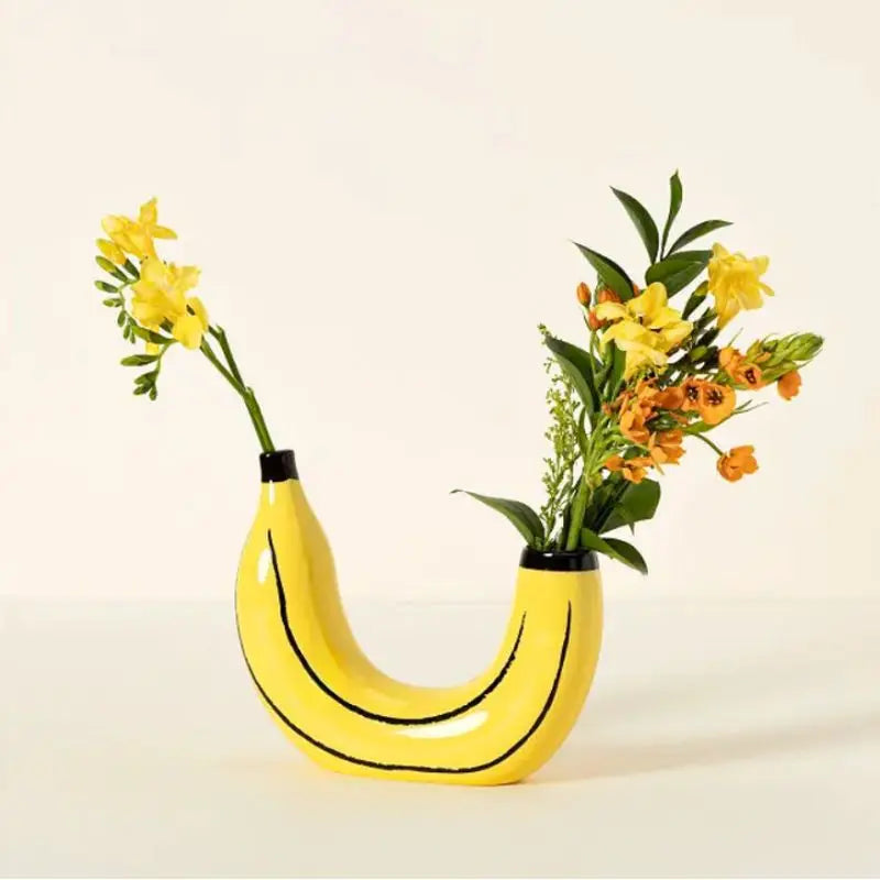 Resin Banana Vase for Flower Decoration - Creative Fruit Art Home Decor