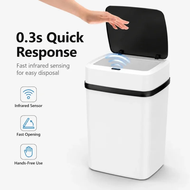 Smart Sensor Trash Can with Odor Control for Home & Bathroom