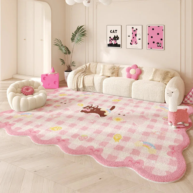 Soft Irregular Shape Carpet for Living Room and Bedroom - Thick Fluffy Rug