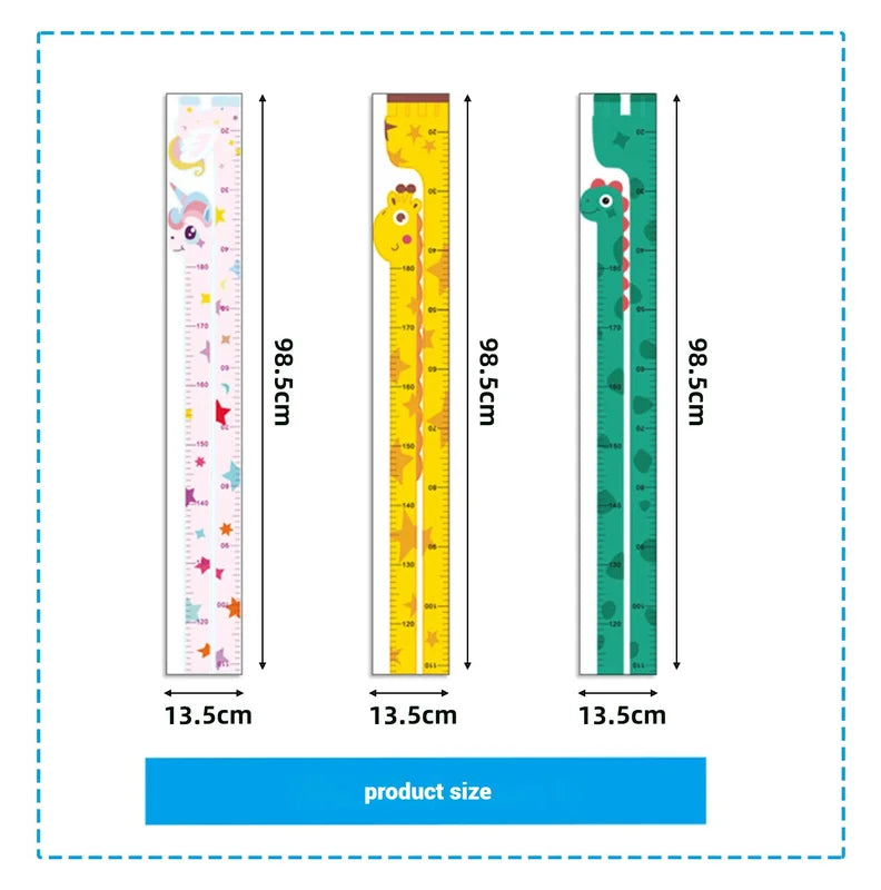 180cm Whimsical Animal Growth Chart Wall Decals for Nursery & Kids Room Decor