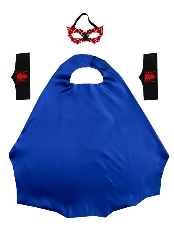 Kids Superhero Costume Set with Cape Mask and Wristbands for Halloween and Cosplay