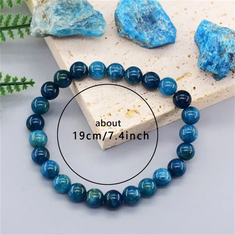 Trendy Blue Apatite Beaded Gemstone Bracelet for Women & Men
