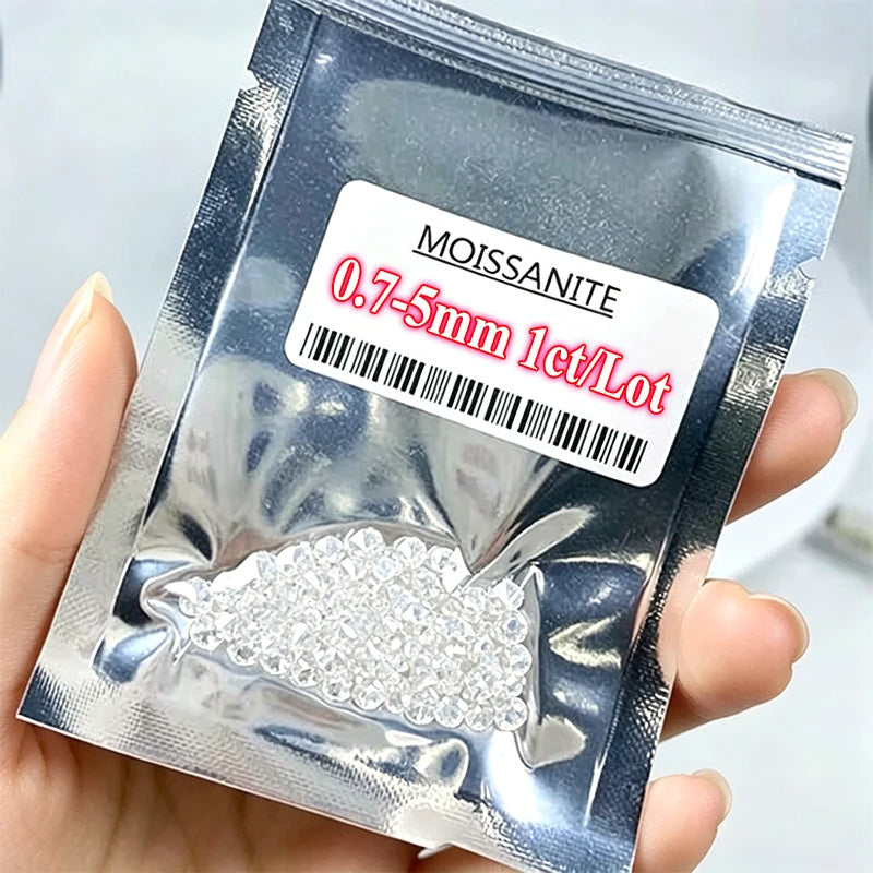 Loose Moissanite Stones 0.7-5mm 1.0ct Round Cut Jewelry DIY Settings Wholesale