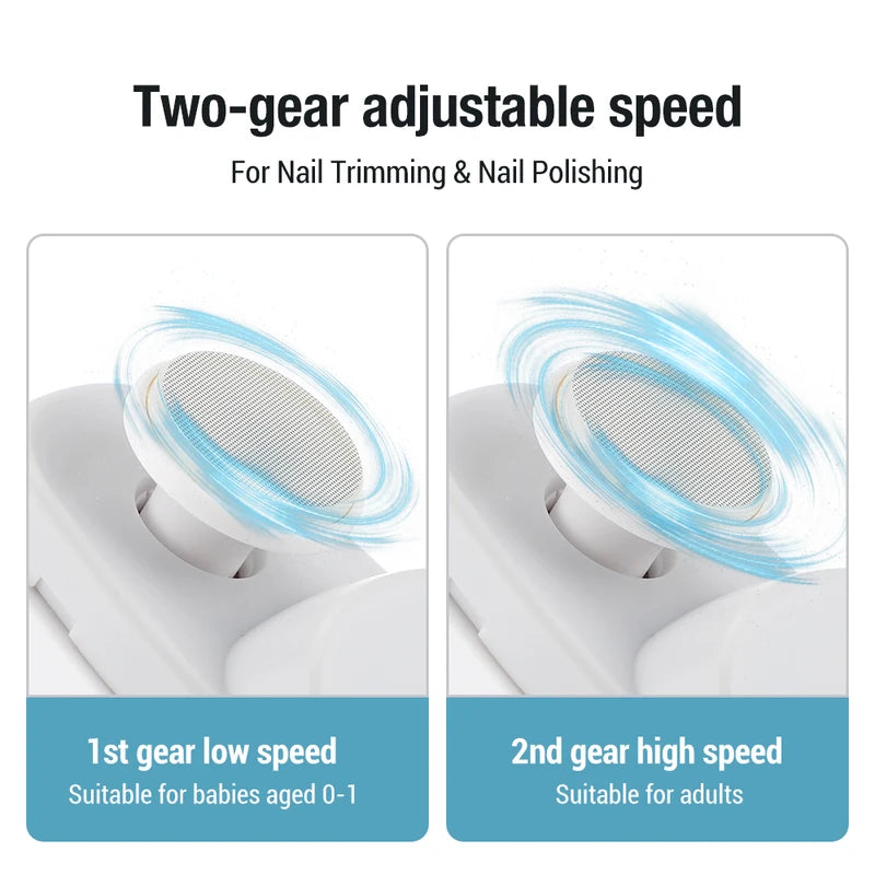 Electric Nail Clippers Manicure Set for Babies & Adults - Anti-Splash, Two-Speed