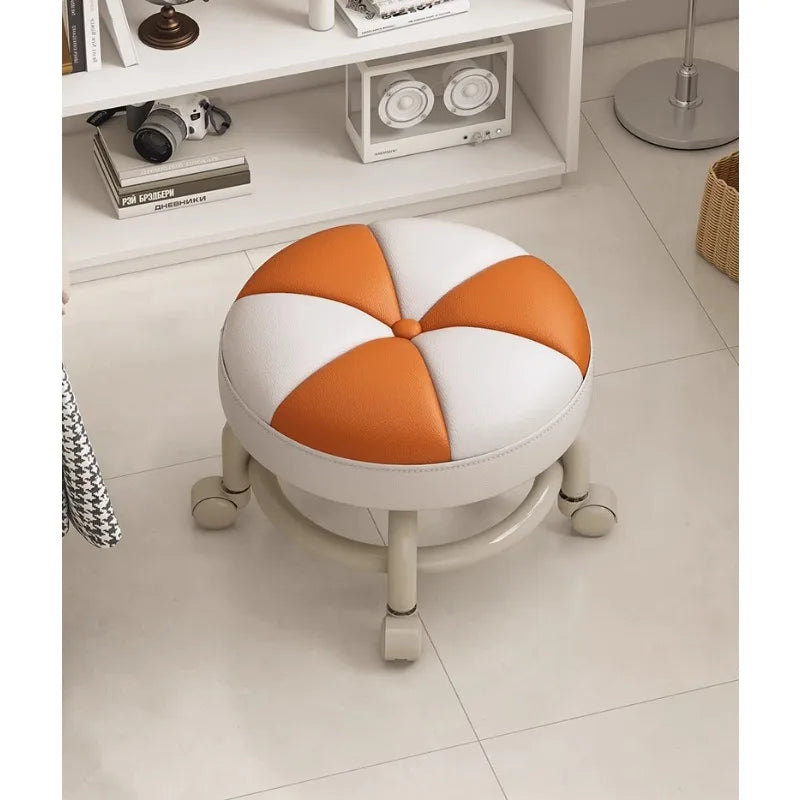 Universal Small Mobile Floor Stool with Wheels for Living Room and Kids, Low Seat