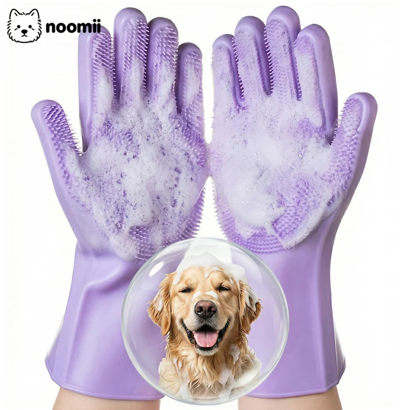 Pet Grooming Bathing Gloves for Dogs and Cats Silicone Hair Removal Scrubber Massage