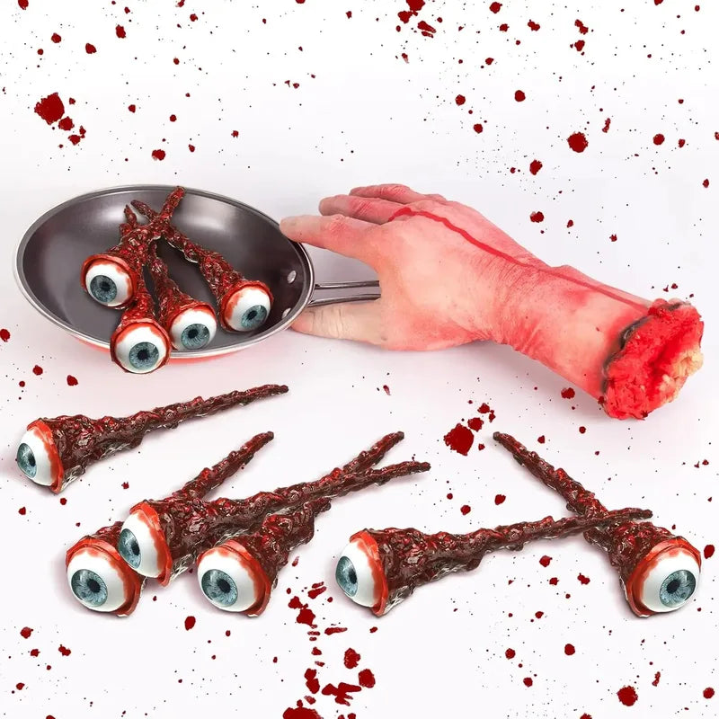 Realistic Bloody Ripped Out Eyeball Prop for Halloween Parties - Fake Horror Decorations