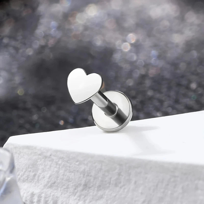2pcs Stainless Steel Body Piercing Jewelry Star Heart Moon Lip & Nose Studs