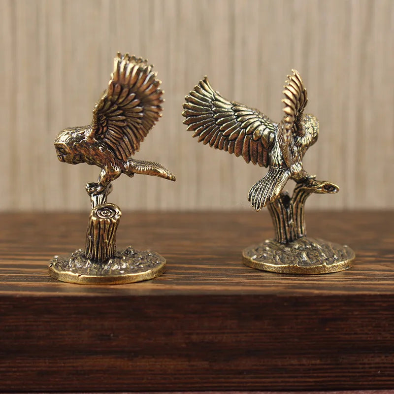 Owl Brass Ornament Figure - Retro Bronze Home Decor Statue