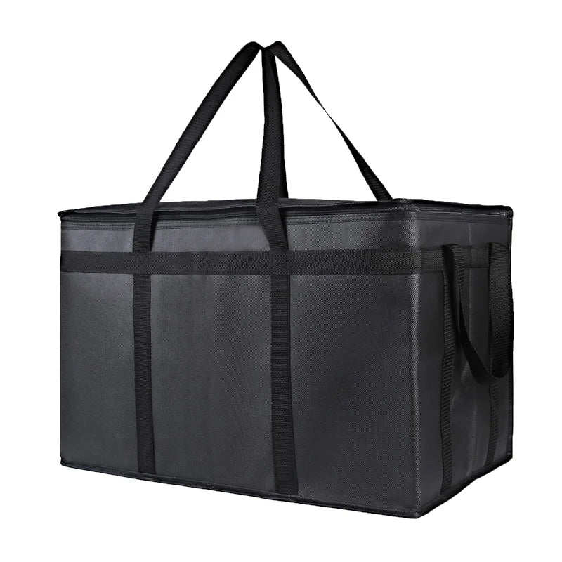Large Reusable Insulated Food Bag - Foldable Hot Cold Takeout Tote