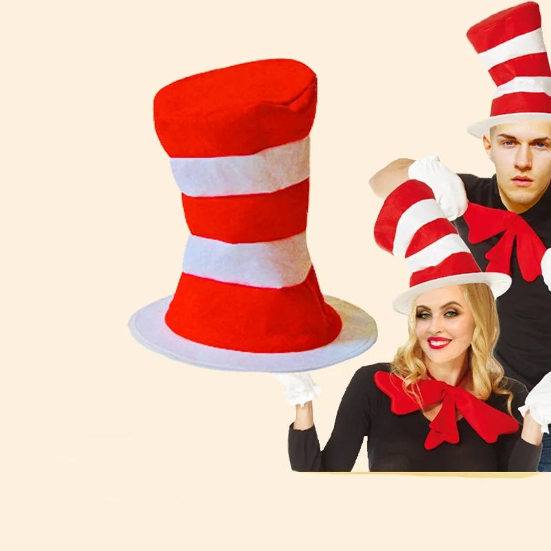 Kids Red and White Striped High Hat for Costumes and Party Props