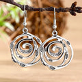 Vintage Ethnic Silver Dangle Earrings for Women - Bohemia Drop Jewelry