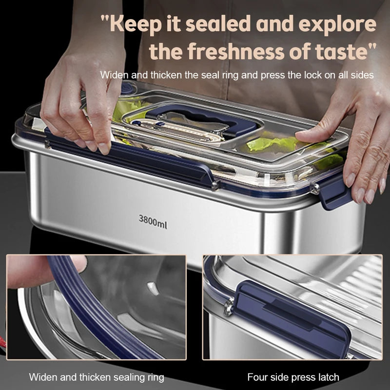 Stainless Steel Food Storage Containers with Lids Large Capacity Leakproof Kitchen Organizer
