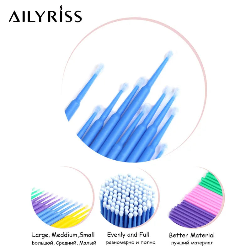 Disposable Micro Brush Applicators for Eyelash & Lip Makeup - 500 Pcs Set