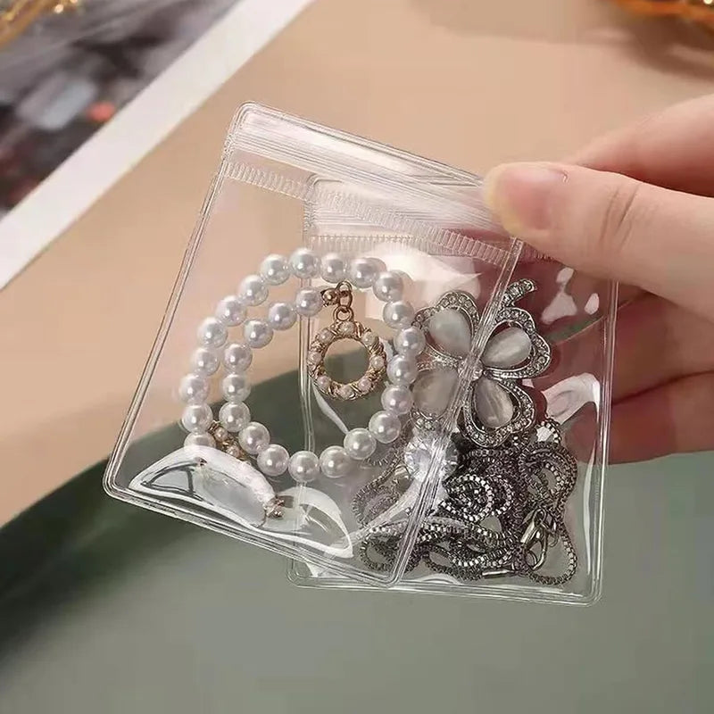 50/100/200pcs Clear Waterproof Jewelry Earring Bags Reusable Storage Pouch