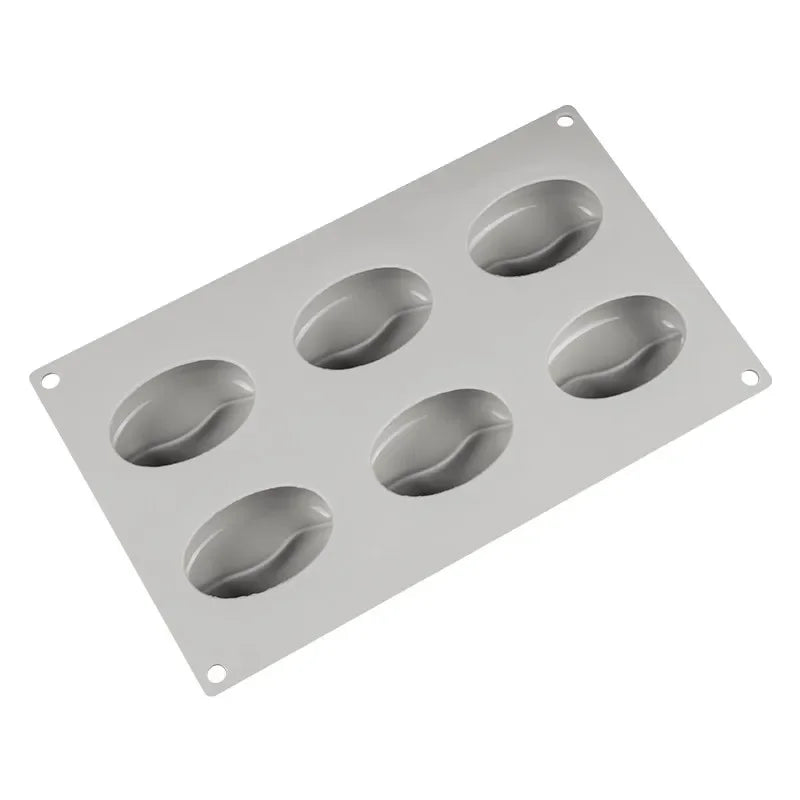 6 Cavity 3D Coffee Bean Silicone Ice Cube Mold for Coffee, Dessert, and Cake