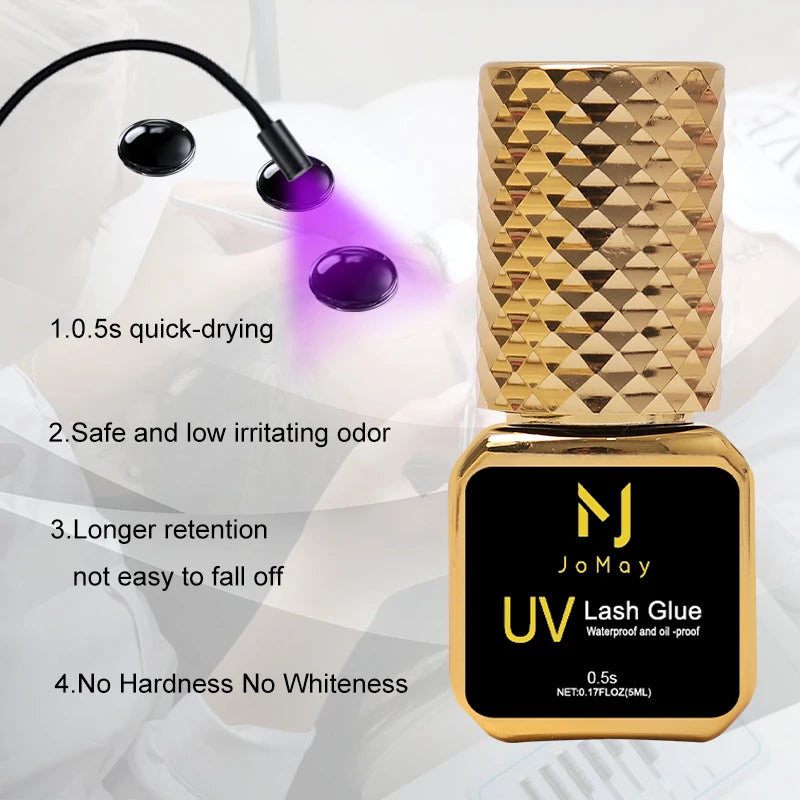 UV Lash Glue Black 3 Bottles 5ml Fast Drying Eyelash Extension Adhesive