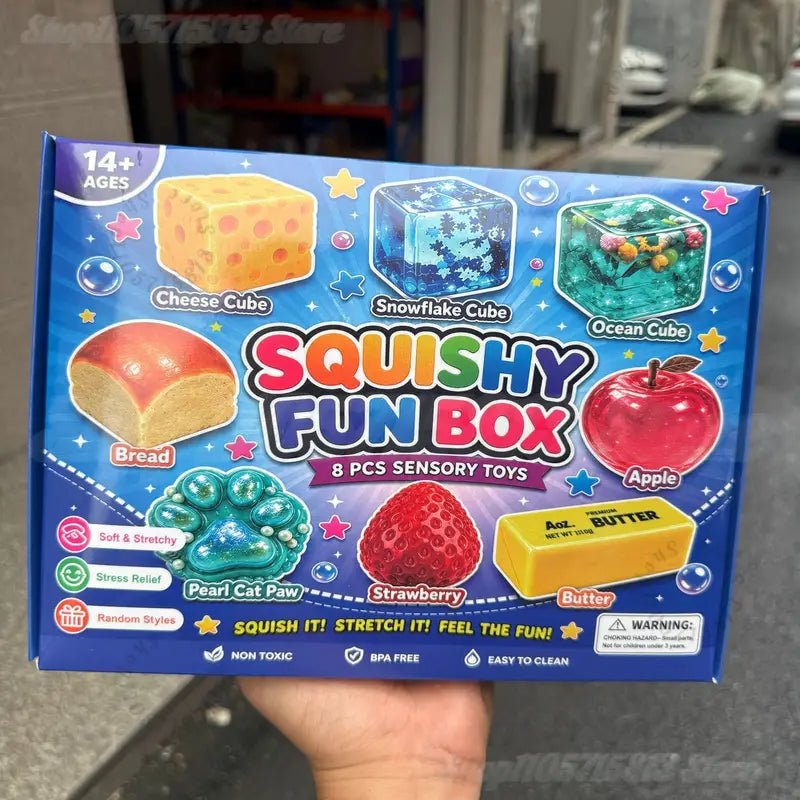 Colorful TPR Maltose-Filled Squishy Toy 8pcs Stress Relief Fidget Blind Box