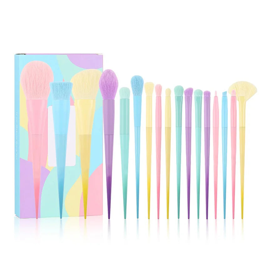 Multi-Color Makeup Brush Set - 17 Color Face & Eye Brushes for Cosmetics