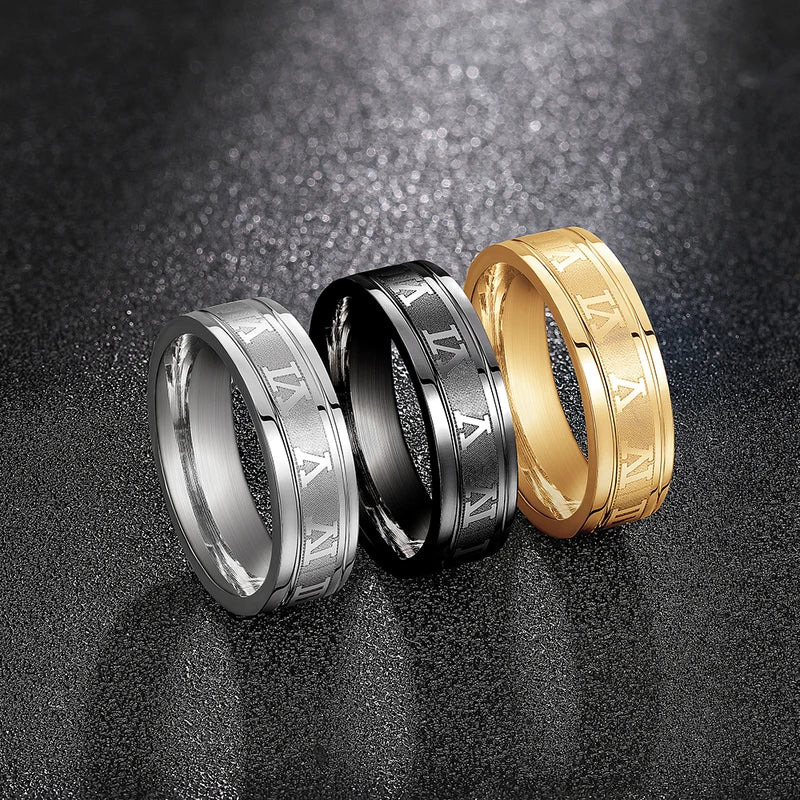 Vintage Roman Numerals Men Ring - Stainless Steel Temperament Jewelry Gift