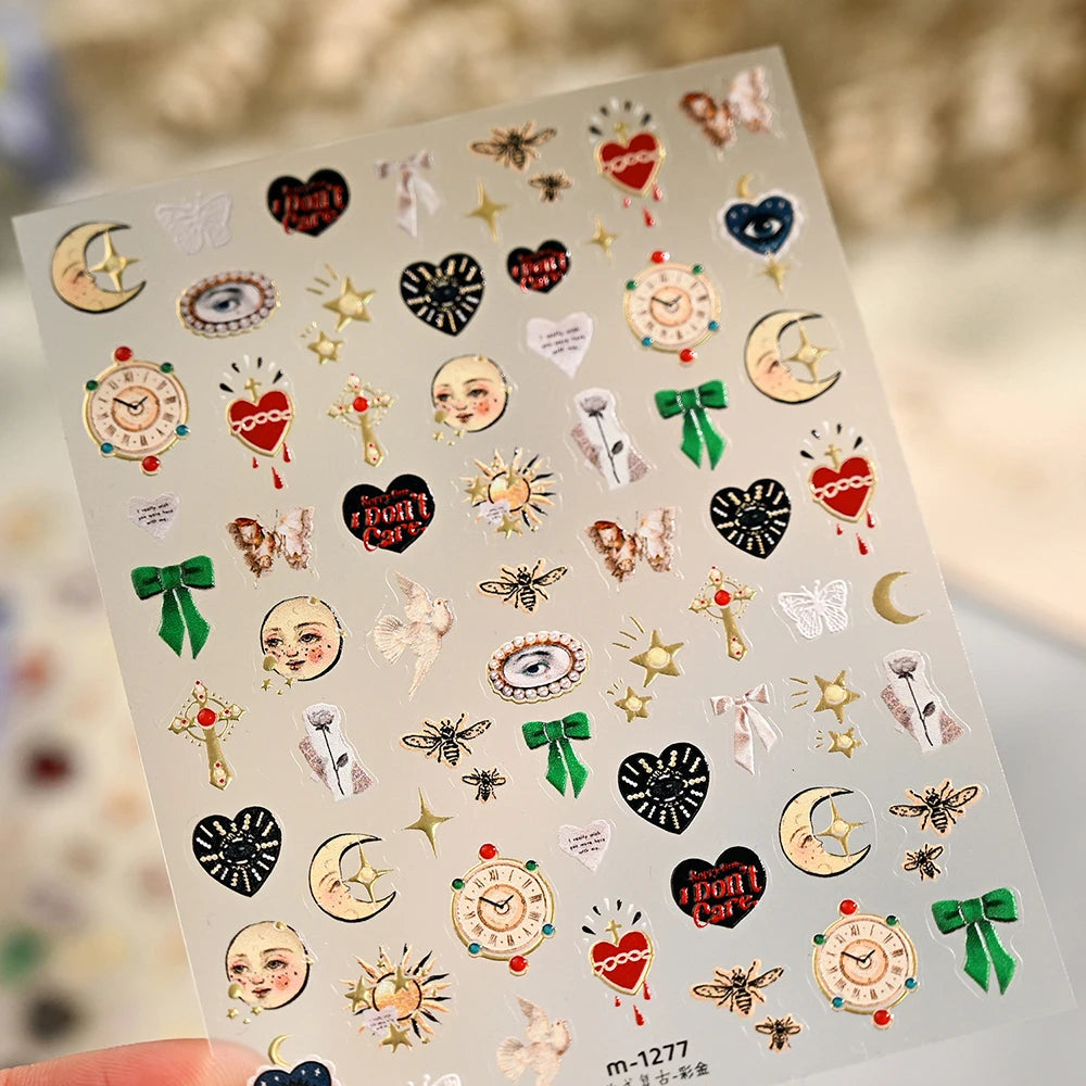 European Sun, Moon & Heart Nail Art Stickers - DIY Manicure Decals