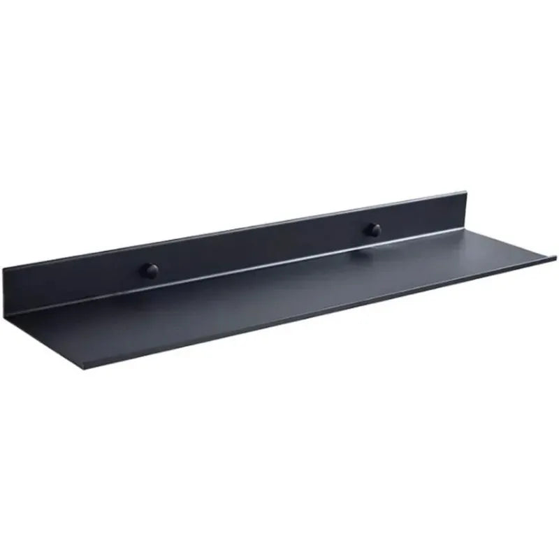 Modern Wall Shelf Bathroom Kitchen Storage Rack Black 15-50cm No Drill
