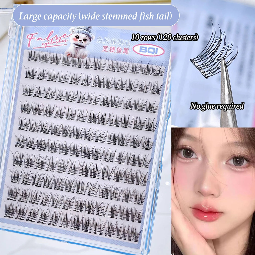 Large Capacity Self-Adhesive False Eyelashes - 10 Rows, 10-12MM C-Curl Natural Look