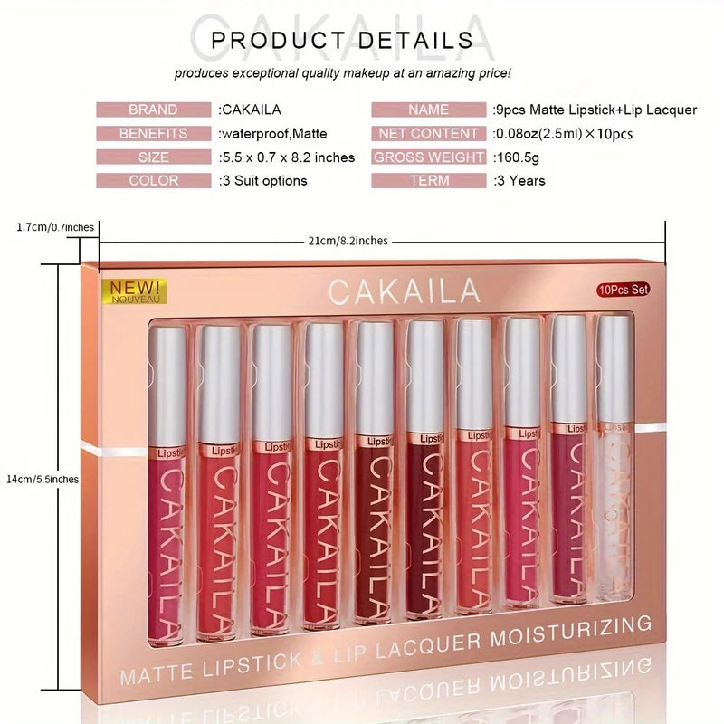 Matte Lipstick & Lip Gloss Set - Long-Lasting Waterproof Non-Fading
