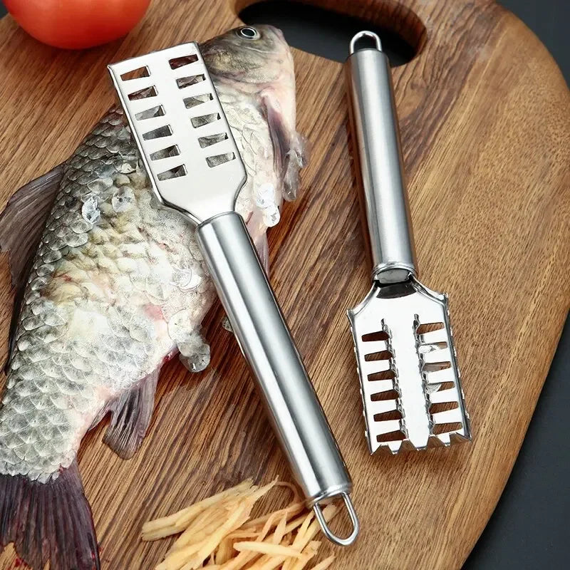 Stainless Steel Fish Scale Scraper with Toothed Blade - Multi-Size Fish Scaler Tool