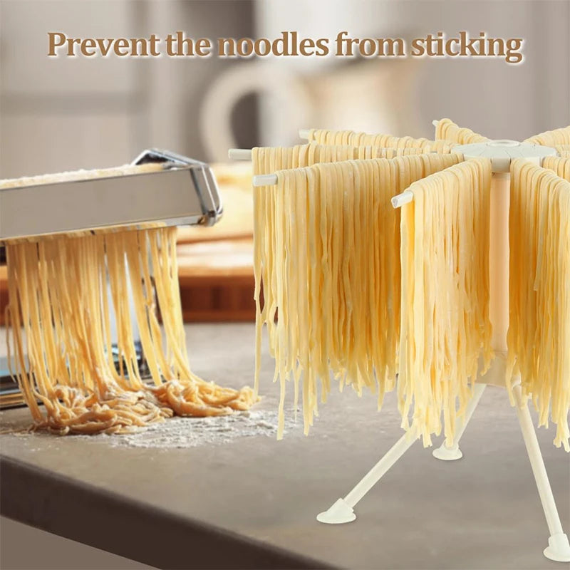 Collapsible Pasta Drying Rack Kitchen Folding Noodle Stand with 10 Handles