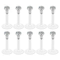 10pcs 16G Flexible Bioflex Acrylic Lip & Helix Piercing Studs Body Jewelry